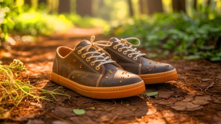 Illustration of Dirt Shoes disintegrating to release wildflower seeds.