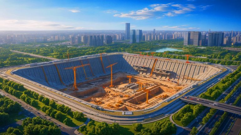 Illustration of China's underground military command center construction near Beijing as revealed by satellite images.