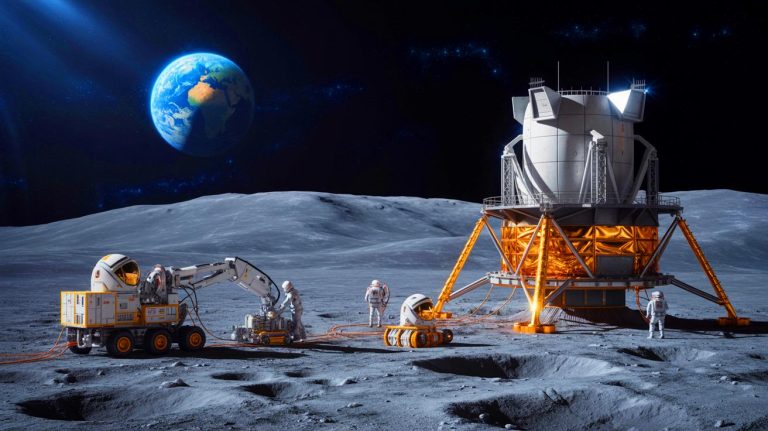 NASA Chief Unveils “Mind-Blowing Moon Power Plant” To Build Self-Sustaining Lunar Economy And Support Long-Term Human Settlements Beyond Earth Illustration of NASA's plan to deploy a nuclear reactor on the Moon by 2029.
