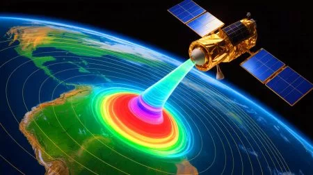 Illustration of the South Atlantic Anomaly affecting Earth's magnetic field and its impact on space technology.