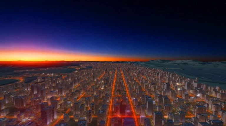 “Night Sky Explodes in Blinding Web”: Physicists Warn Global Lights-On Moment Could Trigger Power Grid Chaos in Seconds Illustration of the global impact of simultaneous light activation on power grids and the environment.