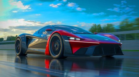 Illustration of the Yangwang U9 Track Edition electric supercar by BYD, showcasing its innovative design and performance capabilities.