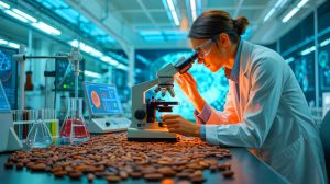 Scientists Claim “Cocoa DNA Sparks Conflict” as the US Chocolatiers Battle Over Lab-Created Flavors Illustration of scientists researching microbial communities in cocoa fermentation to enhance chocolate production.