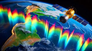 Illustration of the South Atlantic Anomaly's impact on space technology and Earth's magnetic field.