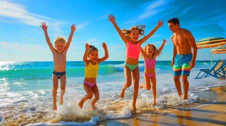 Illustration of swimmers enjoying a pool shortly after a meal, highlighting the debate on post-eating swimming safety.