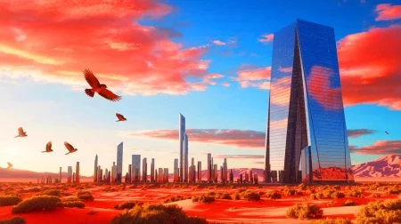 Illustration of The Line project in Saudi Arabia, highlighting its futuristic urban design and environmental considerations.