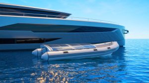 “They ditched gas for sun power”: Solar-eJET Tender Debuts With Yacht-Charged Battery and Whisper-Quiet 22 kW Electric Jet Drive Illustration of the Sunpower Solar-eJET 3.3m tender recharging through a yacht's integrated solar energy system.