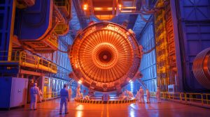 Illustration of the ITER central solenoid and its role in nuclear fusion technology.