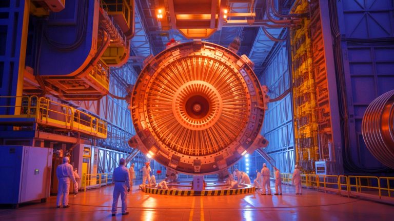 Illustration of the ITER central solenoid and its role in nuclear fusion technology.
