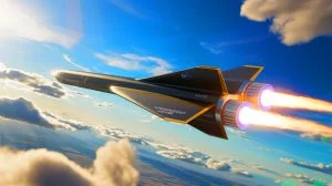 Illustration of the Talon-A hypersonic test vehicle equipped with advanced H13 rocket engines.