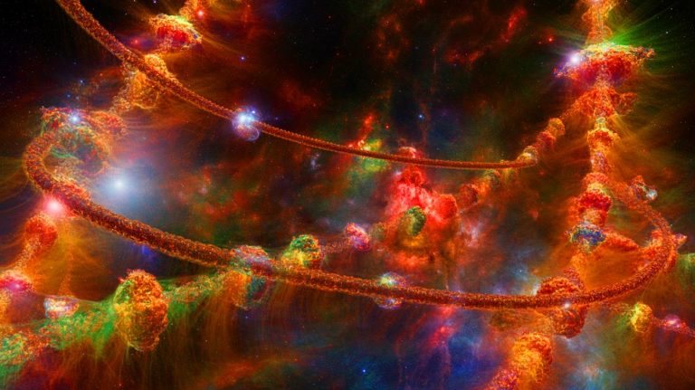 Illustration of the Quipu superstructure spanning over 1.3 billion light-years in the universe.