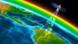 Illustration of the South Atlantic Anomaly affecting Earth's magnetic field and space technology.