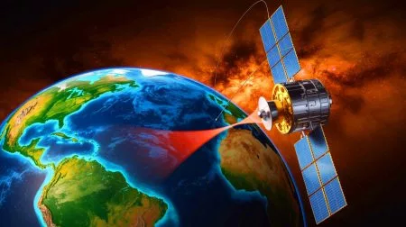 Illustration of the South Atlantic Anomaly affecting Earth's magnetic field and posing risks to space technology.
