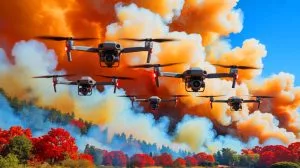 Illustration of a drone used to track wildfires.