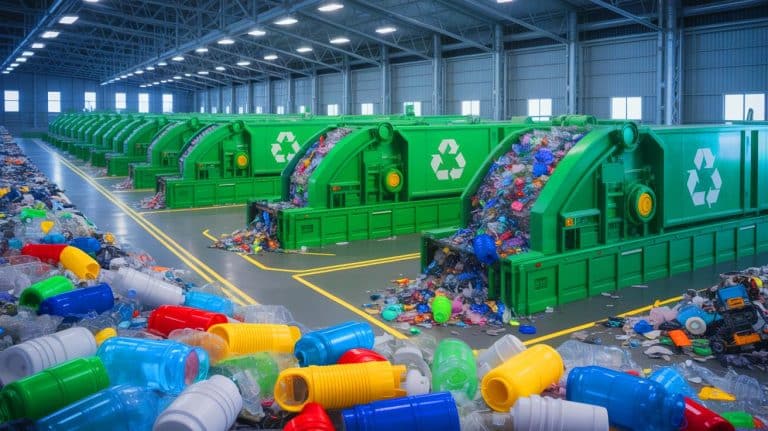Illustration of innovative recycling methods for efficient plastic waste management.