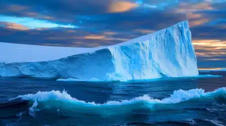 Illustration of Antarctica's rapidly transforming ice landscape and its global impact.