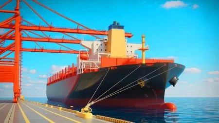 Illustration of the world's first green ammonia ship bunkering operation at Dalian Port.