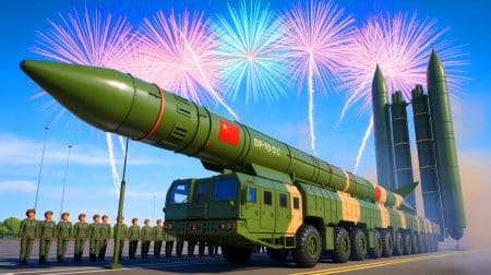 Illustration of China's DF-5C Intercontinental Ballistic Missile at a Military Parade in Beijing.