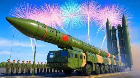 Illustration of China's DF-5C Intercontinental Ballistic Missile at a Military Parade in Beijing.