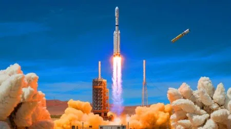 Illustration of China's Kinetica-1 Rocket Launching Mexican Satellites into Orbit.