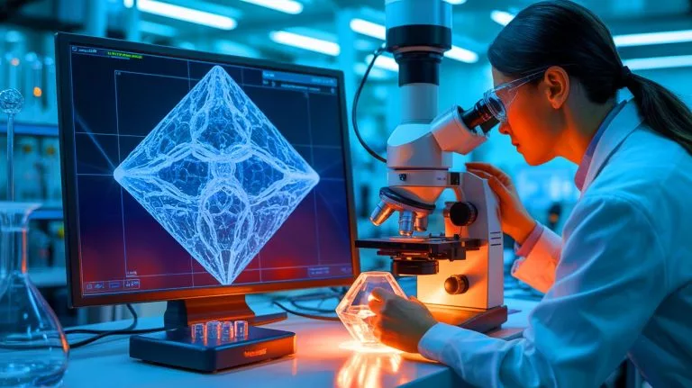 Illustration of a synthetic diamond created using electron beam technology.