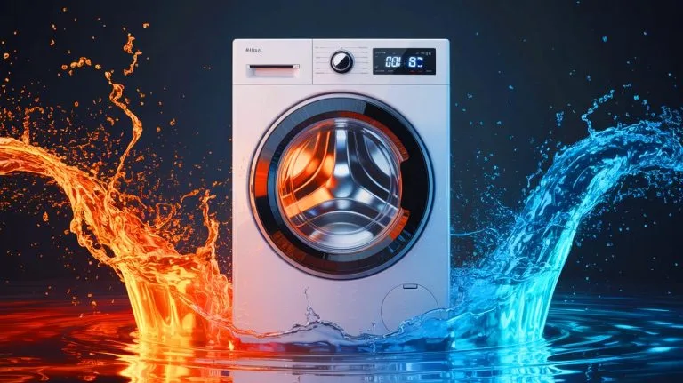 Illustration of a washing machine with highlighted quick wash cycle settings.