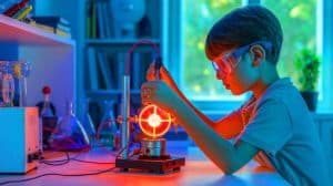 “FBI, Open Up, We Detected Nuclear Activity”: Agents Storm 12-Year-Old’s Bedroom After He Built Fusion Reactor That Terrifies Government Illustration of a young boy achieving nuclear fusion at home with a homemade reactor.