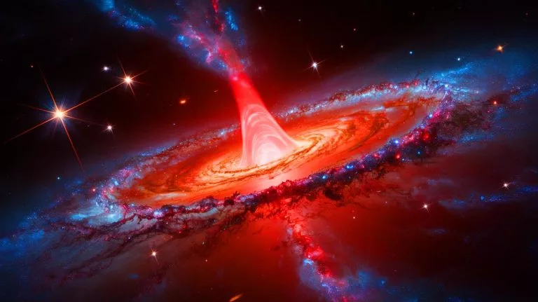 “This Tiny Red Dot Could Rewrite The Big Bang”: James Webb Telescope Discovers Potential Primordial Black Hole That Formed Just After Universe’s Birth Illustration of a potential primordial black hole discovered by the James Webb Space Telescope.