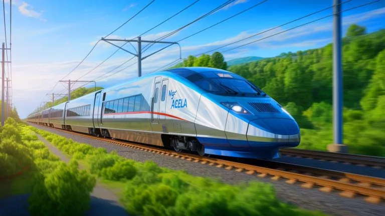 Illustration of the NextGen Acela, the fastest train in the United States, designed by Alstom.