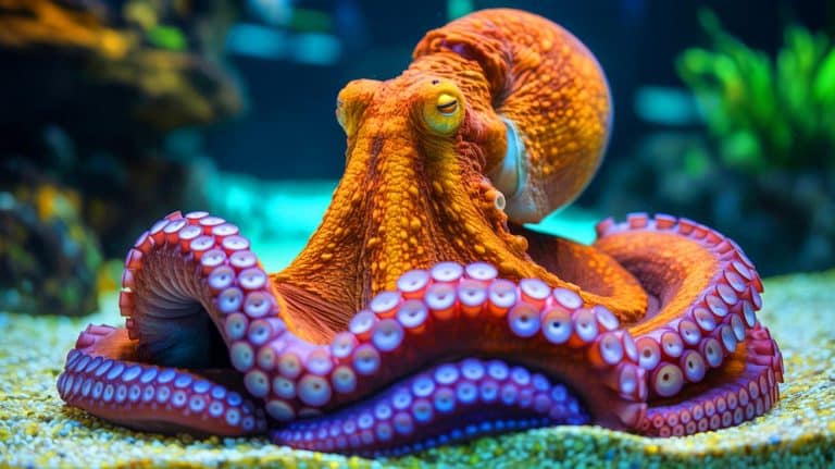 “She’s Dying For Her Babies”: California Octopus Refuses To Eat While Protecting Eggs That Will Never Hatch Illustration of a Giant Pacific Octopus Named Ghost Caring for Her Unfertilized Eggs at the Aquarium.