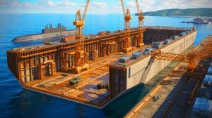Illustration of the new Dry Dock 5 under construction at Pearl Harbor Naval Shipyard.