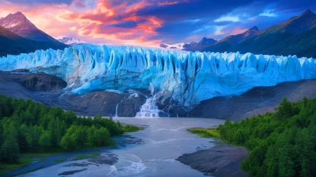 Illustration of the rapid melting of Himalayan glaciers and its impact on downstream water supply.