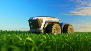 Illustration of Kubota's hydrogen-powered, self-driving tractor unveiled at World Expo 2025.