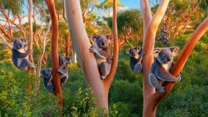 Illustration of genetic challenges facing the koala population on Kangaroo Island.
