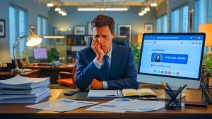 Illustration of Mark Steven Zuckerberg, an attorney from Indianapolis, dealing with social media account suspension issues due to name confusion with Meta's CEO.
