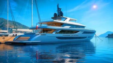 Illustration of Mark Zuckerberg's $300 million yacht, Launchpad, docked at the La Ciotat shipyard in France.