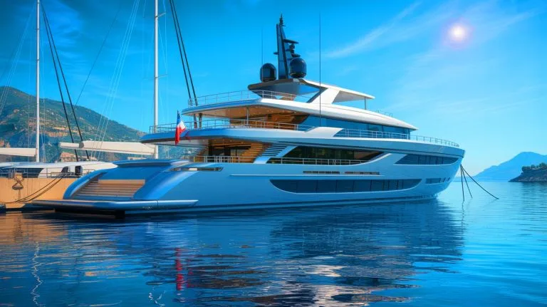 Illustration of Mark Zuckerberg's $300 million yacht, Launchpad, docked at the La Ciotat shipyard in France.