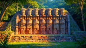 Illustration of Altar Q Depicting Mayan Rulers with Hidden Hand Sign Language.