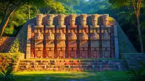Illustration of Altar Q Depicting Mayan Rulers with Hidden Hand Sign Language.