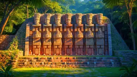 Illustration of Altar Q Depicting Mayan Rulers with Hidden Hand Sign Language.