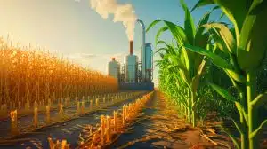 Illustration of the innovative process of transforming corn residues into bio-oil for carbon sequestration.