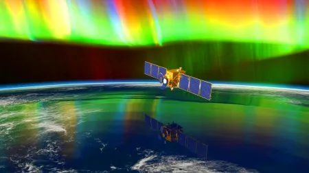 Illustration of the South Atlantic Anomaly affecting Earth's magnetic field and space technology.