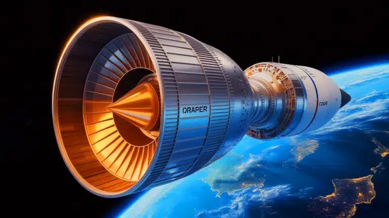Illustration of the Draper engine designed for space-based defense and hypersonic applications.