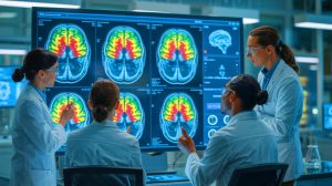 Illustration of a brain scan highlighting structural differences associated with ADHD.