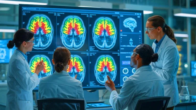 Illustration of a brain scan highlighting structural differences associated with ADHD.