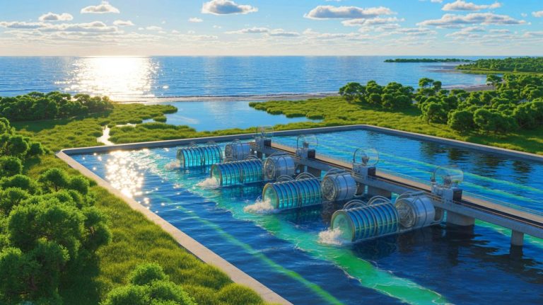 “Salt Water Makes Unlimited Power”: Japan’s Revolutionary Energy Plant Runs Forever While Solar And Wind Sit Useless Illustration of osmotic power generation facility harnessing energy from mixing fresh and salt water.
