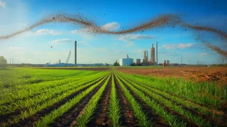 Illustration of dangerous pollutants detected in the atmosphere for the first time.
