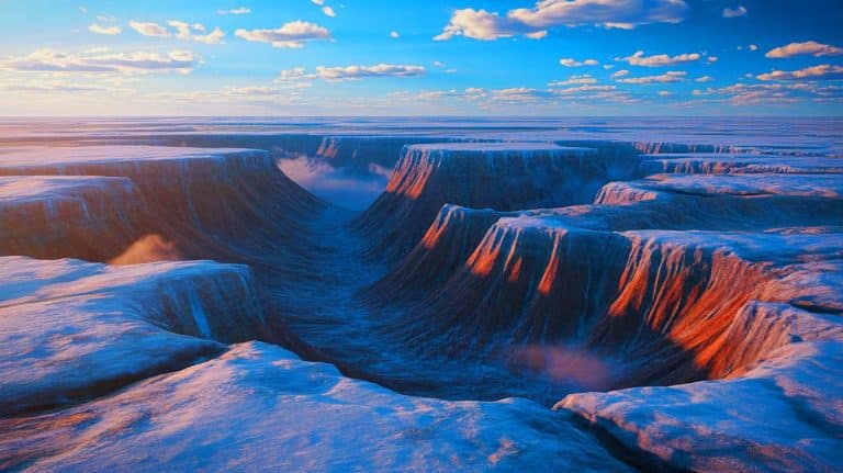 Illustration of massive craters on the Yamal and Gydan peninsulas formed by methane gas emissions.