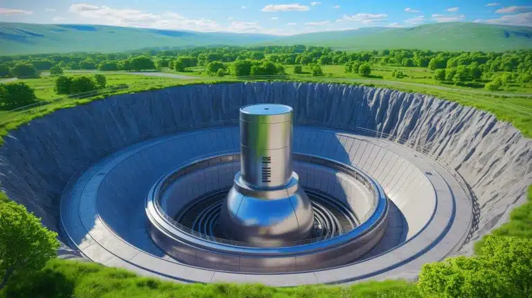 Illustration of Deep Fission Nuclear's underground micro-reactor installation plan.