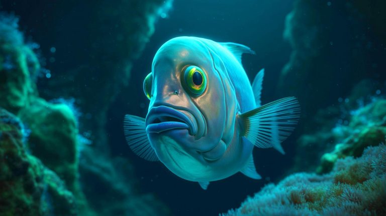 “What The Hell Is That Thing”: Scientists Discover Fish With Completely Transparent Head That Can Rotate Its Eyes Inside Clear Skull While Swimming In Pacific Depths Illustration of the barreleye fish with its transparent head and tubular eyes in the deep sea environment.